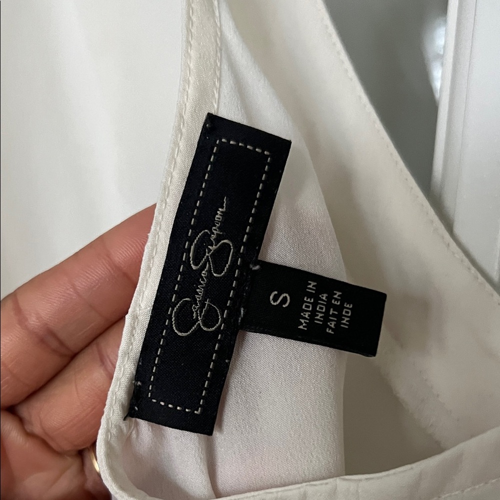 Cream Button-Up Open Back Blouse - Picture 5 of 5